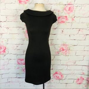 Milly cap sleeve roll collared cable knit dress